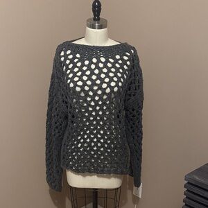 Zara Charcoal Open-Knit Sweater